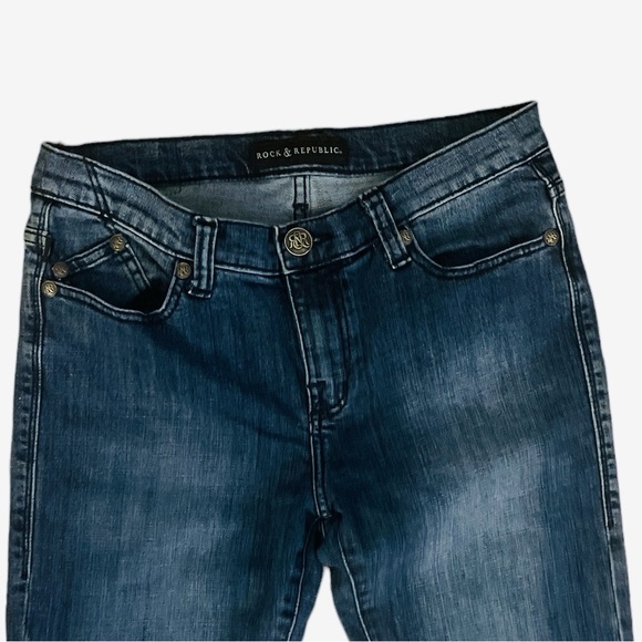 Rock & Republic Sz:10m Kassandra Flap Pockets Blue Jeans - Picture 2 of 6